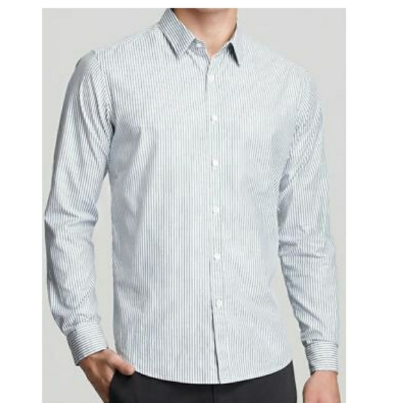 Theory ZACK Ulster button down long sleeve shirt gray striped XL - Picture 1 of 8